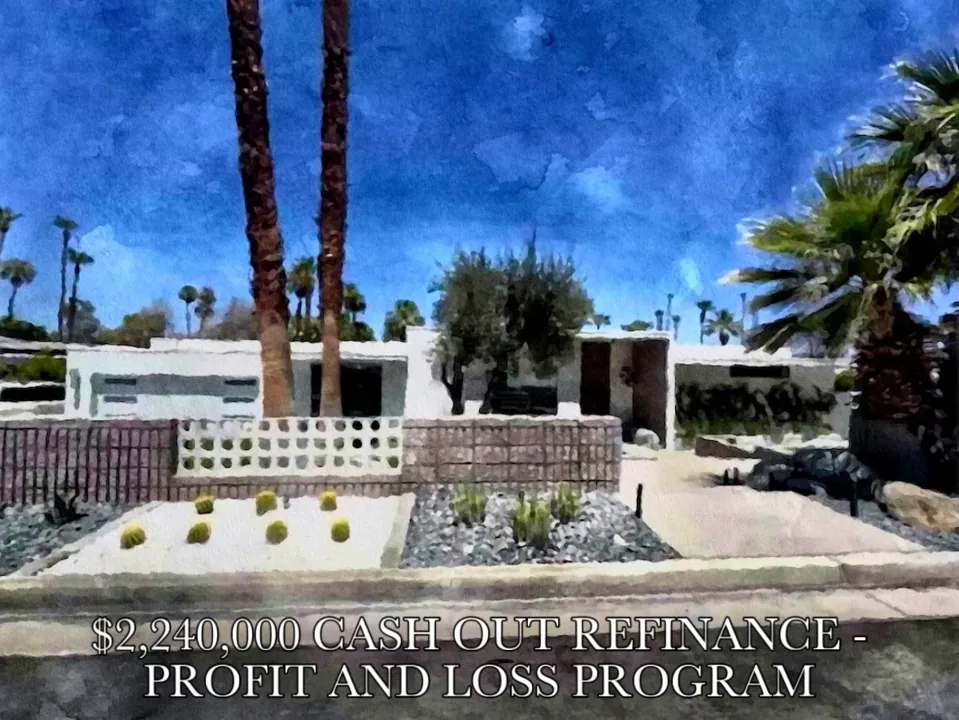 Watercolor of a luxury home refinanced with a P and L cash-out